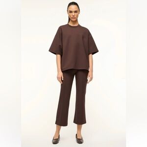 STAUD Brown Cropped Flare Pants Set